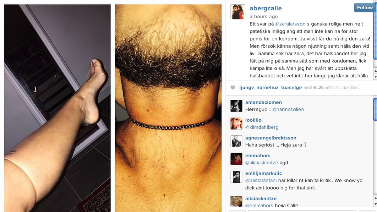 PH-Calle svarar Zara Larsson på Instagram